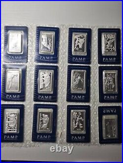 PAMP Suisse 12 silver bars 1oz Poland animals Series. 1000pcs Mintage, VERY RARE