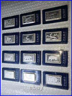 PAMP Suisse 12 silver bars 1oz Poland animals Series. 1000pcs Mintage, VERY RARE