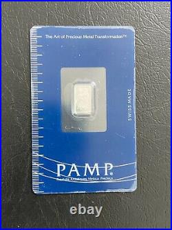 PAMP Suisse 1g Palladium Bar. 999 Assay Card Collectible Investment Gift