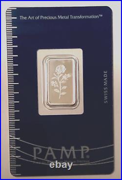 PAMP Suisse 1st ROSE BAR #1 Serial #B000001 SILVER 5g. 999 5 gram 5 g ROSA Art