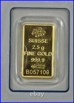 PAMP Suisse 2.5 Gram 999.9 GOLD Bar Sealed in Assay Card