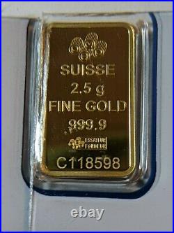 PAMP Suisse 2.5 Gram Gold Bar Fortuna With VeriScan Opened package