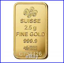 PAMP Suisse 2.5g Gram 999.9 Fine Gold Bar INVESTMENT GIFT FREE TRACKED UK P+P