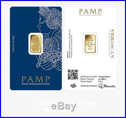 PAMP Suisse 2.5g Gram 999.9 Fine Gold Sealed VERISCAN Bar FREE TRACKED UK P+P