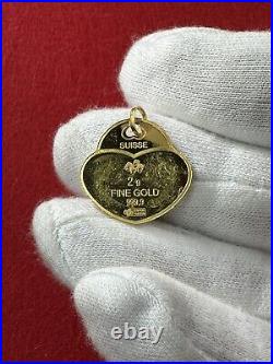 PAMP Suisse 2 gram 9999 Gold with Bail Heart and Butterfly