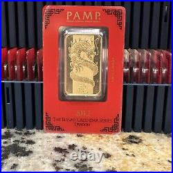 PAMP Suisse 2012 Lunar Year Of The Dragon 1 oz Gold Bar in Assay 1 oz Gold Bar