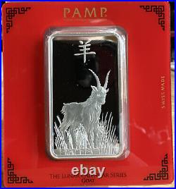 PAMP Suisse 2015 Lunar Goat 100 Gram Silver Bar Assay Card Year of the Goat
