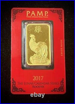 PAMP Suisse 2017 Lunar Calendar Series Year Of The Rooster 1 oz Gold Bar