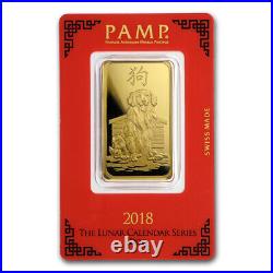 PAMP Suisse 2018 Lunar Series Year Of The DOG 1 oz Gold Bar