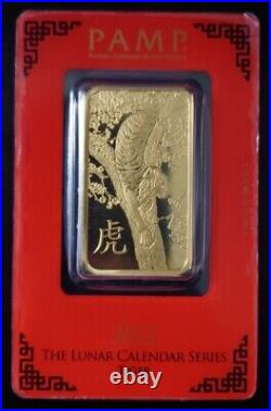 PAMP Suisse 2022 Lunar Year of The Tiger 1 Ounce Gold Bar Sealed in Assay NEW