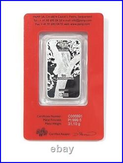 PAMP Suisse 2022 Lunar Year of The Tiger 1 Ounce Platinum Bar Sealed in Assay
