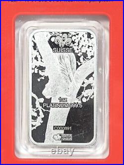 PAMP Suisse 2022 Lunar Year of The Tiger 1 Ounce Platinum Bar Sealed in Assay