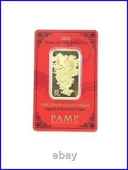 PAMP Suisse 2024 Lunar Year of The Dragon? 1 Oz Gold Bar Sealed in Assay New