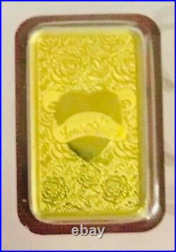 PAMP Suisse 5 Gram 999.9 Fine Gold Bar Love Always with 14KT Gold Bezel