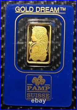 PAMP Suisse 5 Gram 999.9 Gold Bar Fortuna Assay rare
