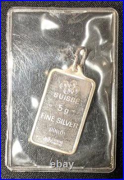 PAMP Suisse 5 Gram. 999 Fine Silver Pendant Scarce/Vintage Saudi Arabia Tree