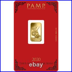 PAMP Suisse 5 Gram Gold Bar 2020 Lunar Year Of The Rat