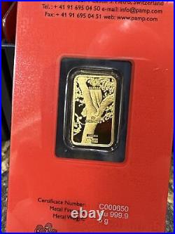 PAMP Suisse 5 Gram Gold Bar 2022 Lunar Year Of The Tiger