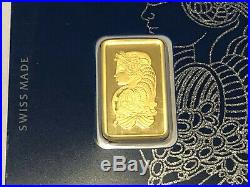 PAMP Suisse 5 Gram Gold Bar Lady Fortuna 999.9 Pure, Veriscan, Excellent Assay