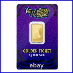 PAMP Suisse 5 Gram Gold Bar Willy Wonka Golden Ticket