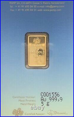 PAMP Suisse 5 Grams Gold Bar Buddha Faith Relgion Sealed Assay Rare
