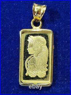PAMP Suisse 5 g 999.9 Fine Gold Pendant with14k Gold MIDAS Bezel 6.1 Grams