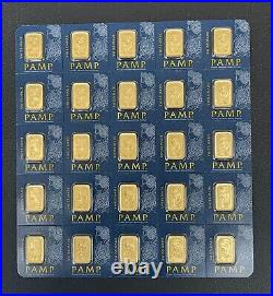 PAMP Suisse. 999 24kt Gold 1 gram Gold Bar in Assay Card, Sold Individually