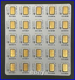 PAMP Suisse. 999 24kt Gold 1 gram Gold Bar in Assay Card, Sold Individually