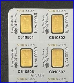 PAMP Suisse. 999 24kt Gold 1 gram Gold Bar in Assay Card, Sold Individually