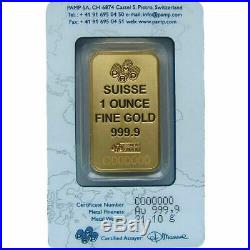 PAMP Suisse. 9999 Fine Gold 1 oz. Bar in Sealed Assay Card