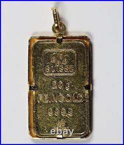 PAMP Suisse Chiasso Lady Fortuna 20g. 9999 Fein Gold Bar Pendant in 21K Bezel