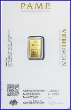 PAMP Suisse Fortuna 1 gram. 9999 Gold Bar Sealed Assay Card In Stock