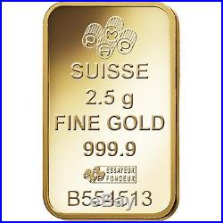 PAMP Suisse Fortuna 2.5g Gram Fine Gold Bar Bullion 999.9