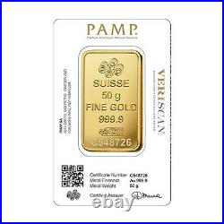 PAMP Suisse Fortuna 50 gram. 999 Fine Gold Bar SEALED IN VERISCAN ASSAY CARD