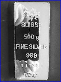 PAMP Suisse Fortuna 500g. 999 Fine Silver Bar Certified Assayer