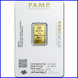 PAMP Suisse Fortuna 5g Gram Fine Gold Bar Bullion 999.9
