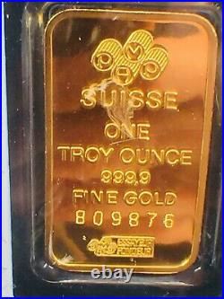PAMP Suisse Gold Bar 1 oz 999 fine gold SN 8098786.31.1gm