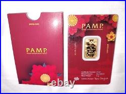 PAMP Suisse Good Luck 5 Grams Pure Gold Bar 2023 Japanese Lucky Cat (In Assay)