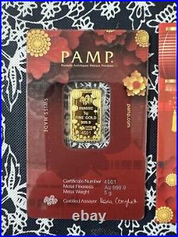 PAMP Suisse Good Luck 5 Grams Pure Gold Bar (In Assay)