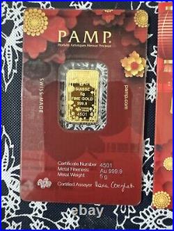 PAMP Suisse Good Luck 5 Grams Pure Gold Bar (In Assay)