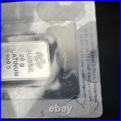 PAMP Suisse Lady Fortuna 20 Gram. 999 Platinum Bar, Sealed With Assay #C003317