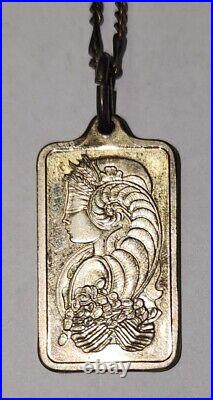 PAMP Suisse Lady Fortuna 5 Gram. 999 Fine Silver Bar Pendant Charm Necklace