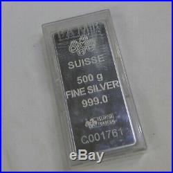 PAMP Suisse Lady Fortuna 500 g gram 1/2 kg. 999 Silver Bar (withCertificate)