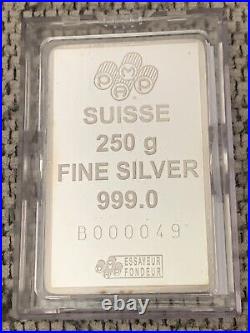PAMP Suisse Lady Fortuna. 999 Silver Bar 250 Grams withAssay B000049 Low Serial #