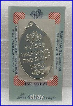 PAMP Suisse Lady Fortuna Half Ounce 0.999 Fine Silver Pendant Bar Sealed