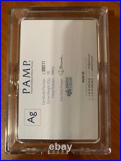 PAMP Suisse Lady Fortuna Silver Bar 10 oz in Capsule withAssay C000111