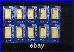 PAMP Suisse Lady Fortuna Veriscan 100 gram Gold Bar In Assay Lot of 10