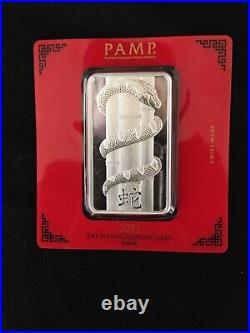 PAMP Suisse Lunar Year of the Snake 100 grams. 999 fine silver bar low #C000720