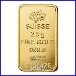 PAMP Suisse Rosa 2.5 gram Gold Bar. 9999 Fine Gold Bar Sealed Assay Card