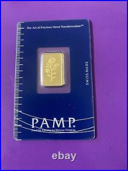 PAMP Suisse Rosa 5 gram. 9999 Gold Bar Sealed Assay Card